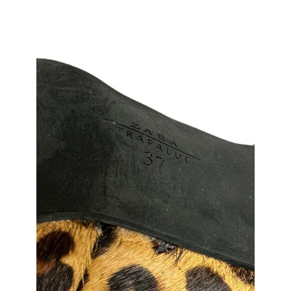 Zara Trafaluc High Heels Womens Shoes Leopard Print 37 6.5 Calf Hair Black Pumps - Picture 7 of 8